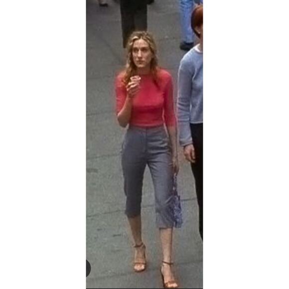 Vintage Y2K Capri Pants Size 8 Wool Tailored Carrie Bradshaw 90s - Picture 1 of 13